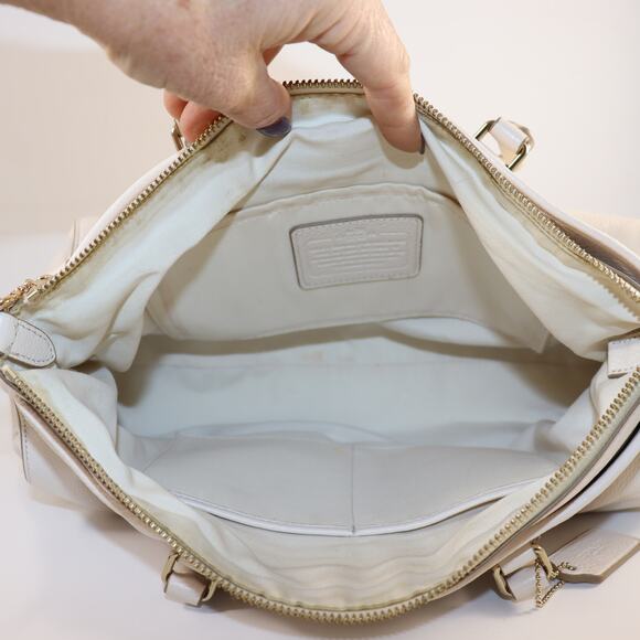Coach Cream Pebbled Leather Satchel - Picture 8 of 11